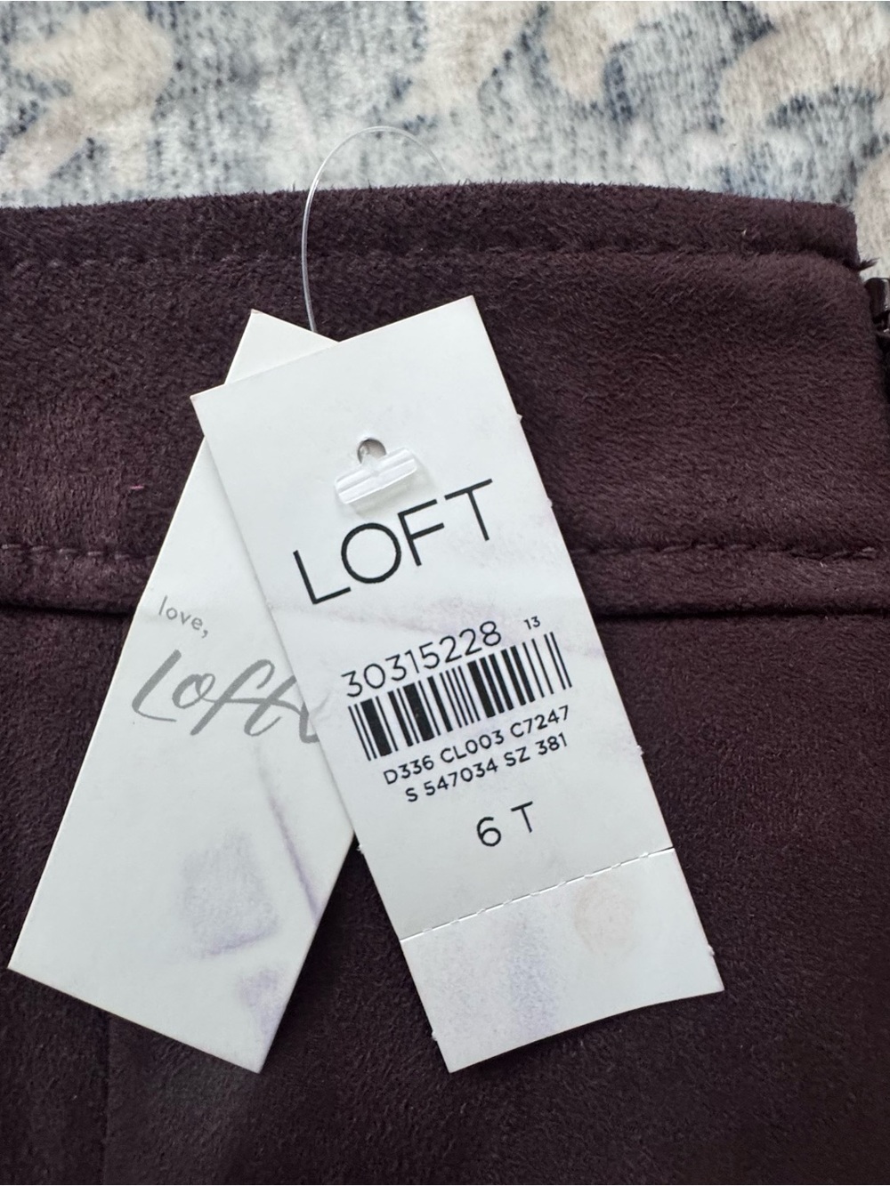 LOFT Faux Suede Mini Skirt dark brown 6T brand New
